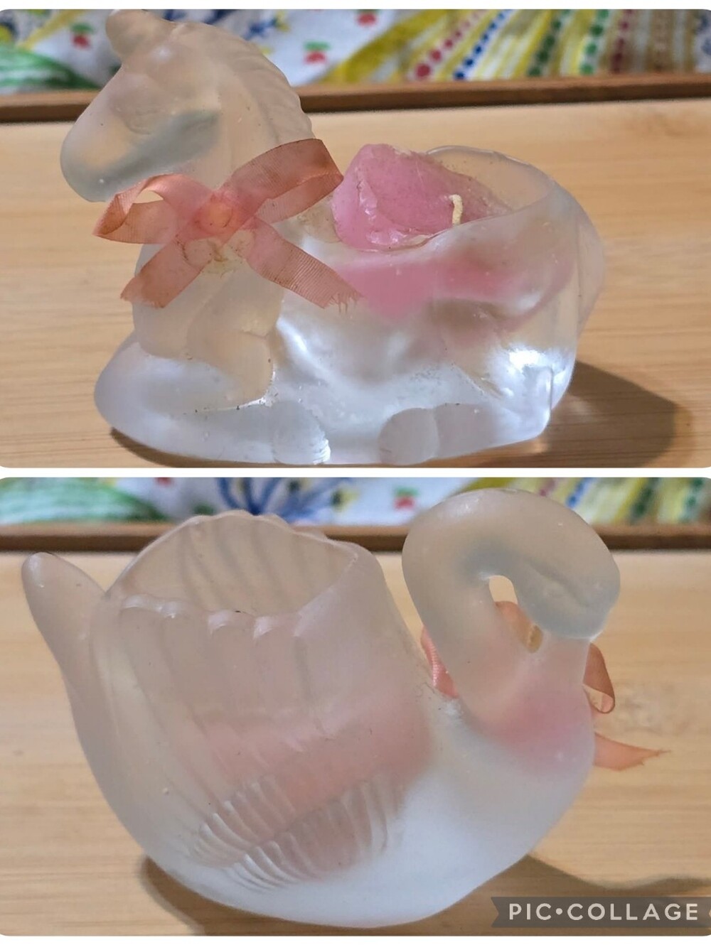 Vintage | Frosted Glass Swan & Unicorn